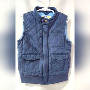 Genuine Kids Boys Quilted‎ Canvas Vest Size 4T Blue Cargo Pockets Fall Winter